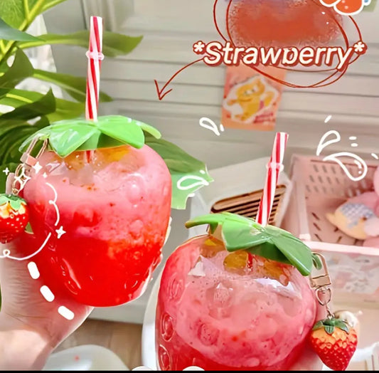 Strawberry Cup With Lid, Straw, and Strawberry Charm 16 Oz