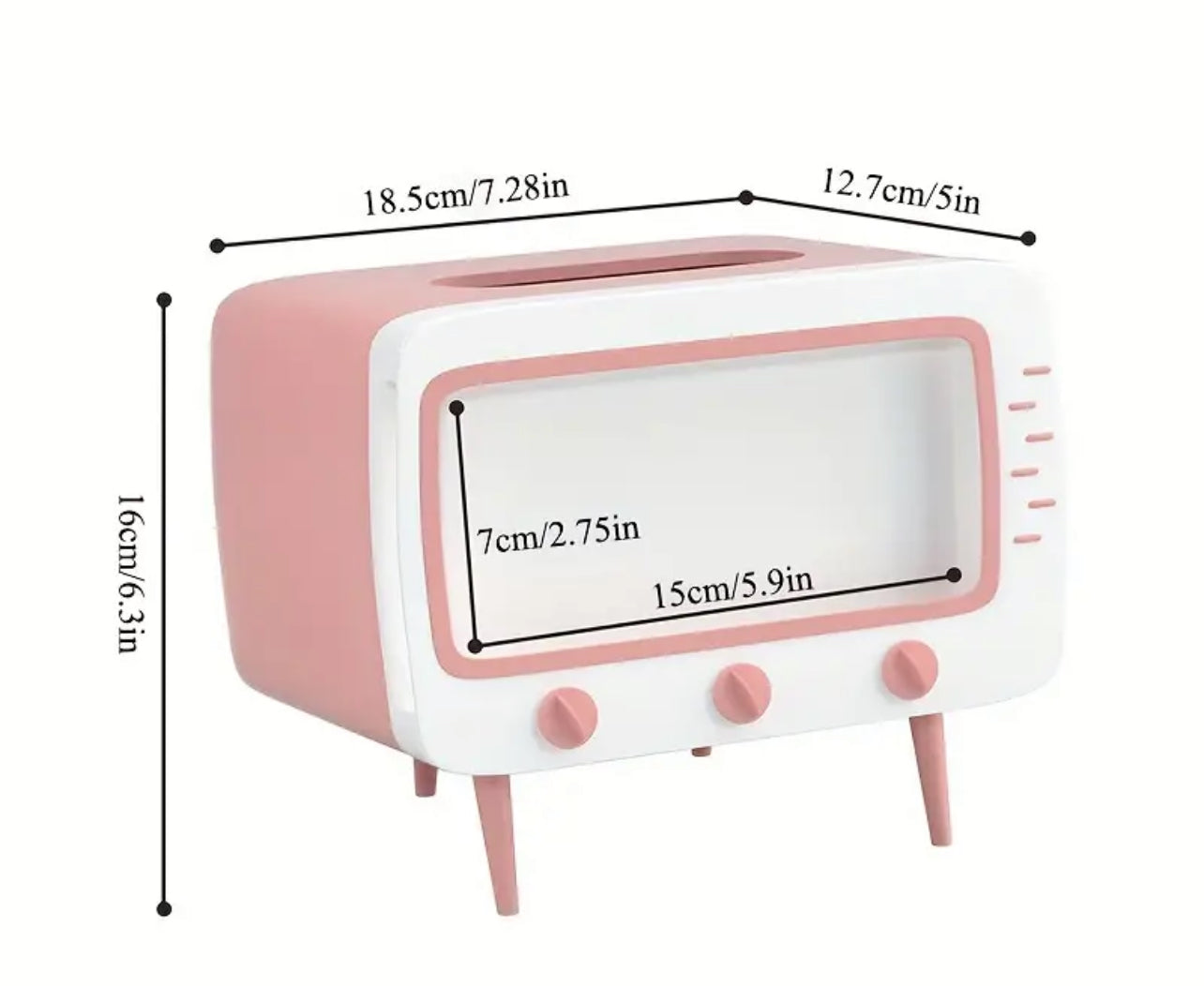 Pink Retro TV Phone Holder Tissue/Treasure Box