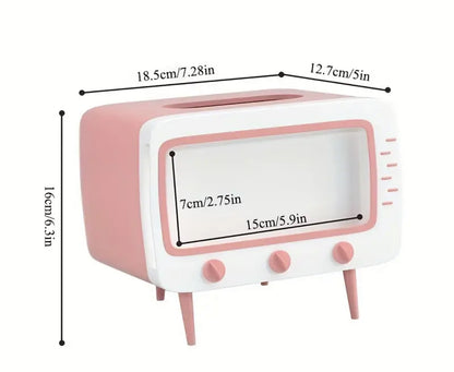 Pink Retro TV Phone Holder Tissue/Treasure Box