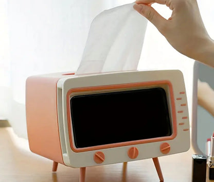 Pink Retro TV Phone Holder Tissue/Treasure Box