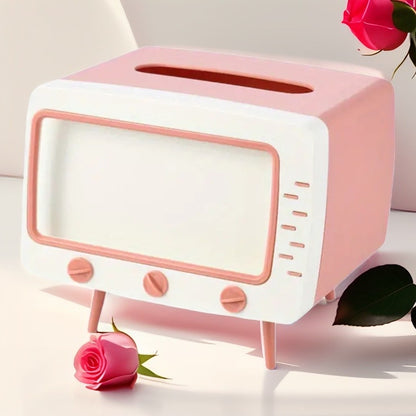 Pink Retro TV Phone Holder Tissue/Treasure Box