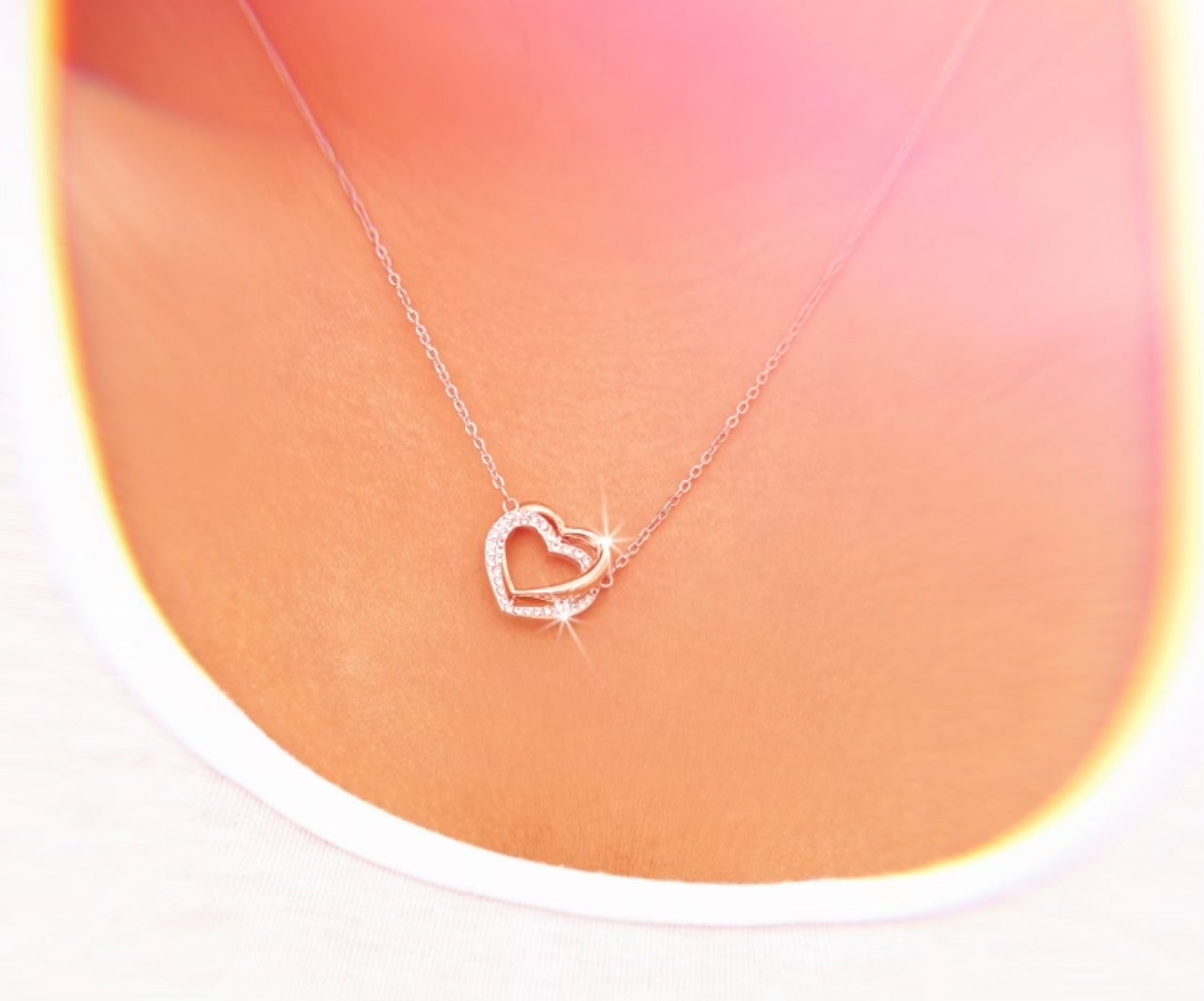 Forever Flames 18k Rose Gold Crystal Heart Necklace