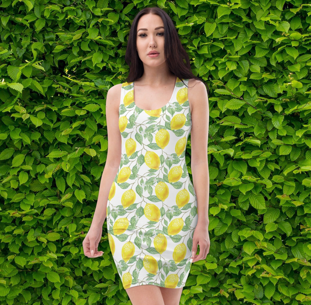 Lemon Floral Fitted Dress