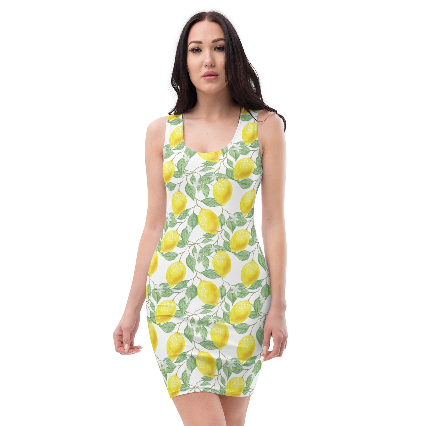 Lemon Floral Fitted Dress