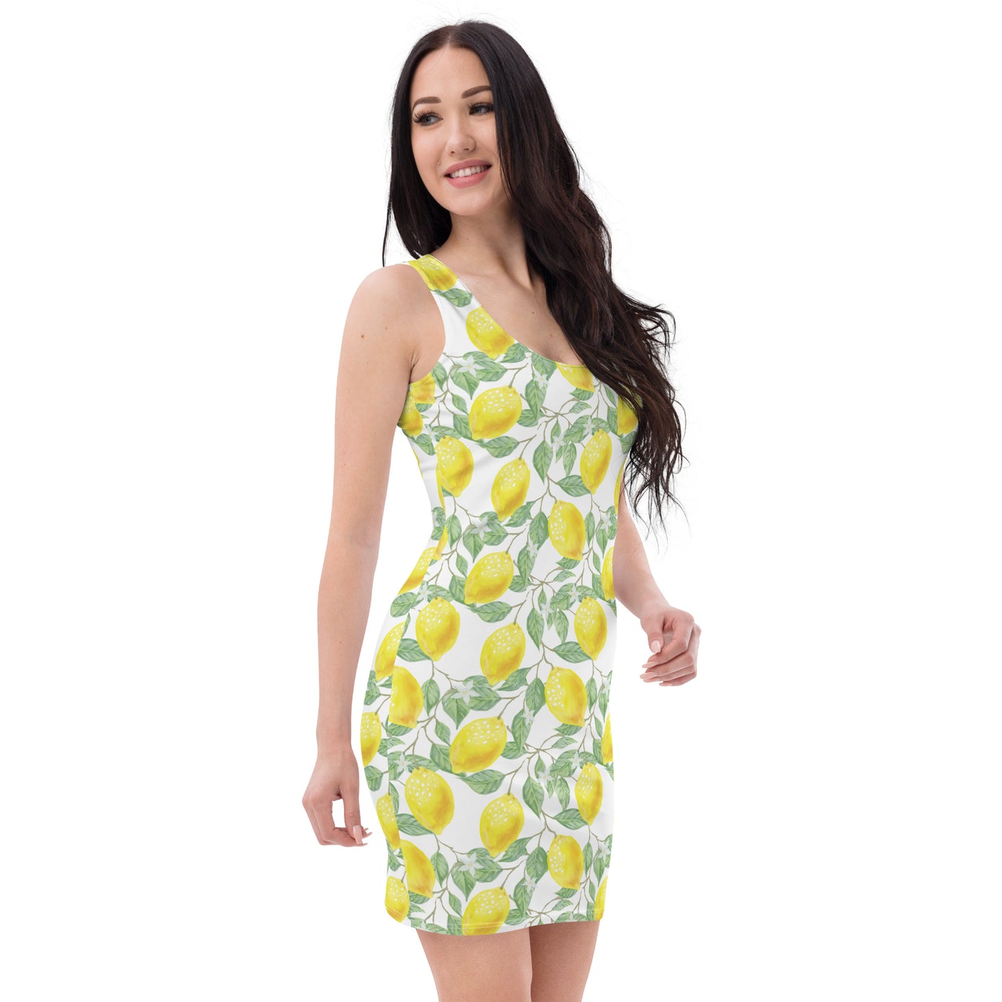 Lemon Floral Fitted Dress