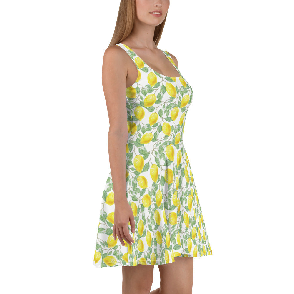 Lemons Floral Flare Dress